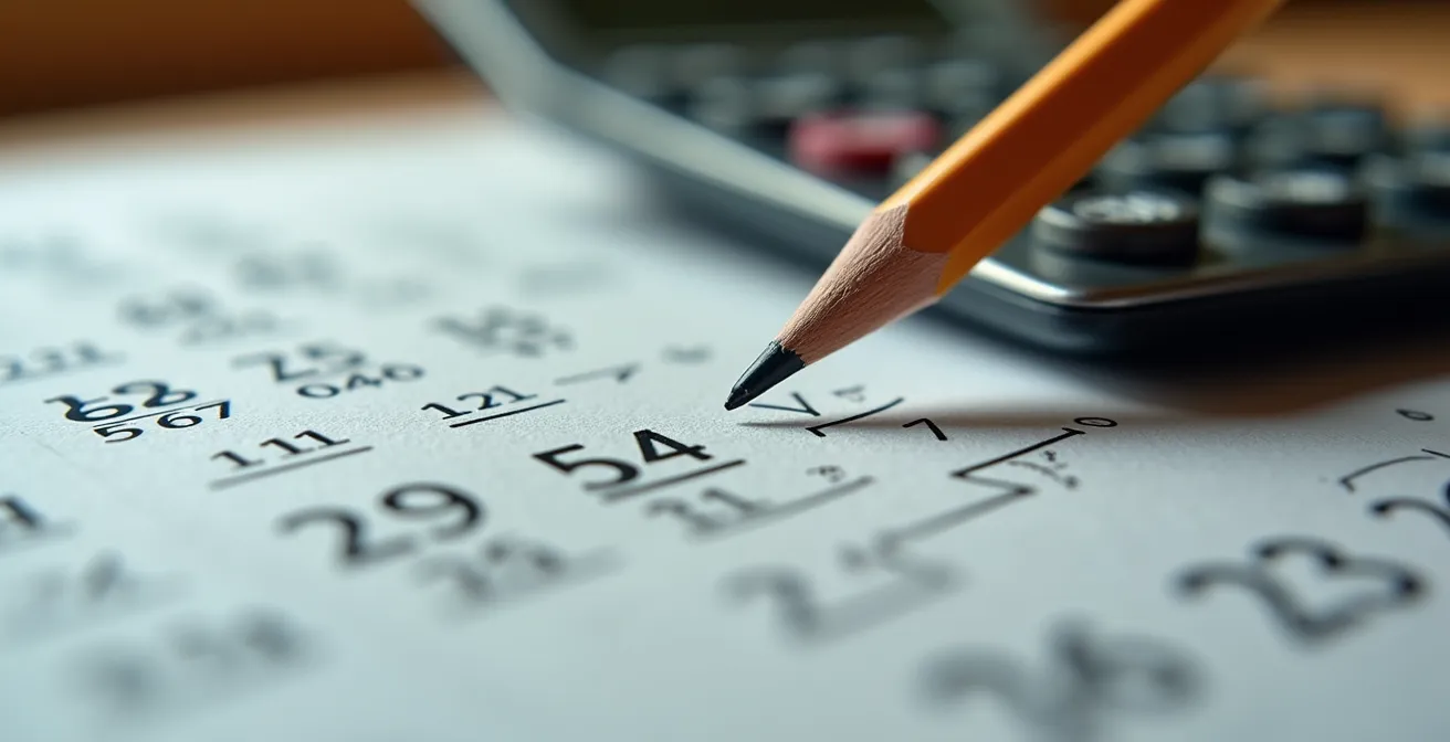 Vue macro d'une calculatrice et documents financiers montrant des calculs d'économies