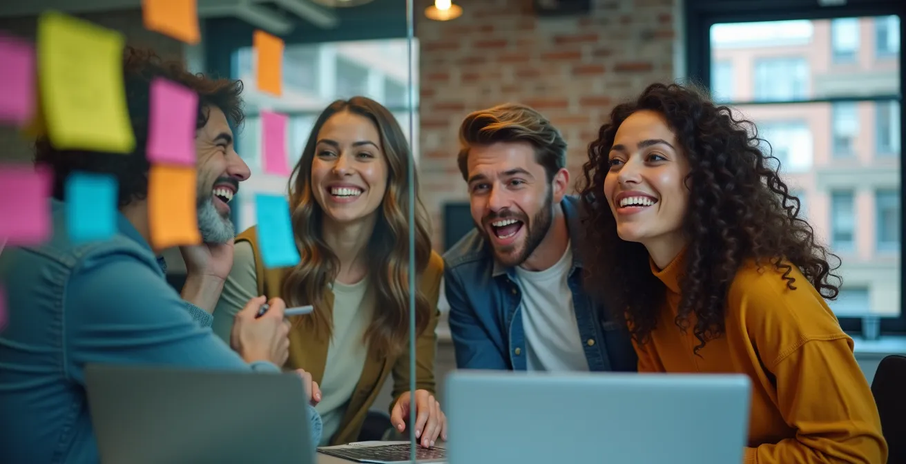 Équipe diversifiée travaillant ensemble dans un espace de co-création moderne