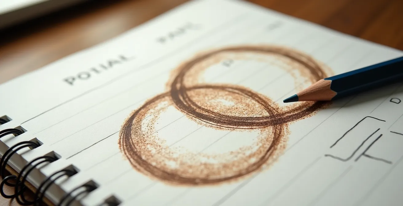 Vue macro d'un carnet de notes avec diagramme de médiation entre deux approches de direction de thèse