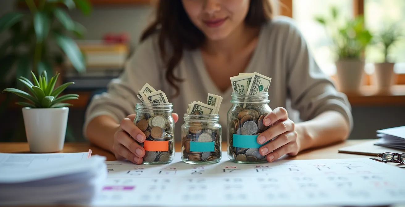Bureau d'étudiant avec calendrier et documents de planification budgétaire