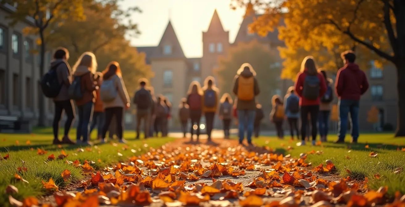 Rencontre entre étudiants mentors et nouveaux arrivants sur un campus québécois