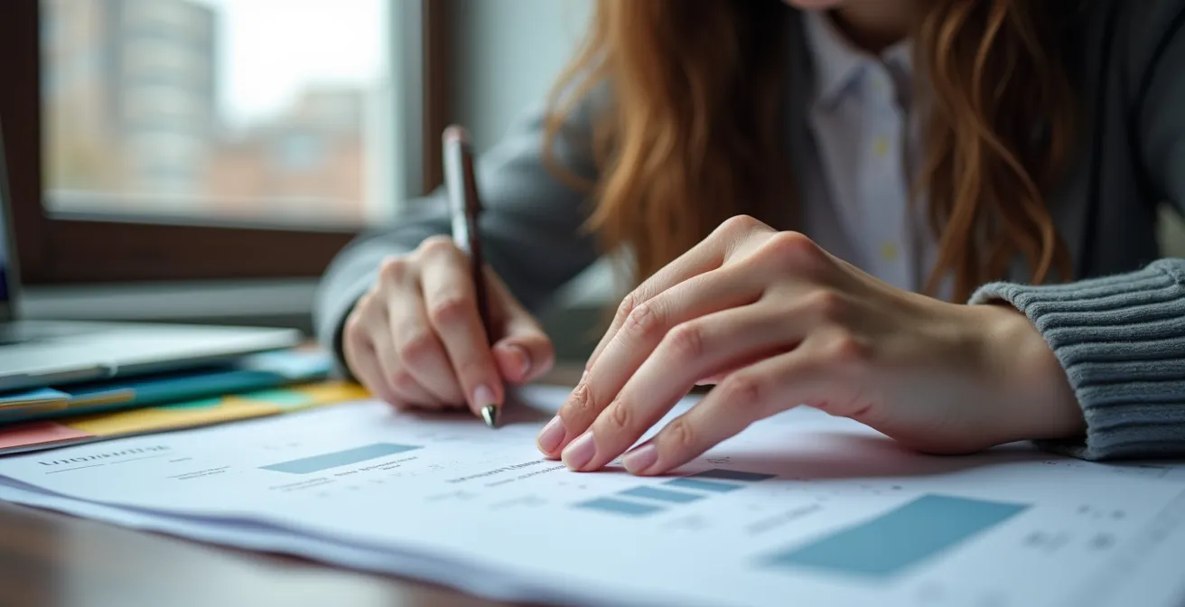 Bureau avec des documents de renouvellement pour le Québec et une horloge marquant l'urgence.